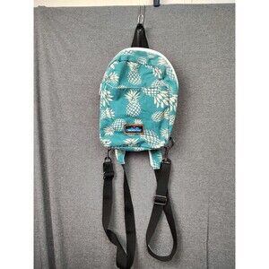 KAVU Convertible Backpack Bag Pineapple Print Green Zip Strap